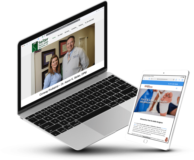 Podiatry clinic websites on MacBook Air and iPhone